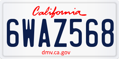 CA license plate 6WAZ568