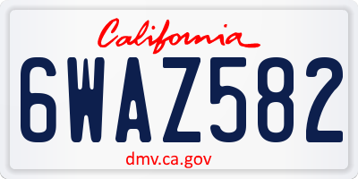 CA license plate 6WAZ582