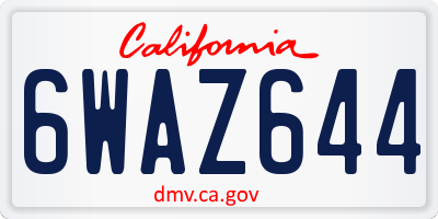 CA license plate 6WAZ644