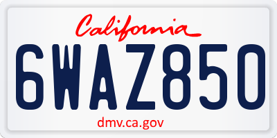 CA license plate 6WAZ850