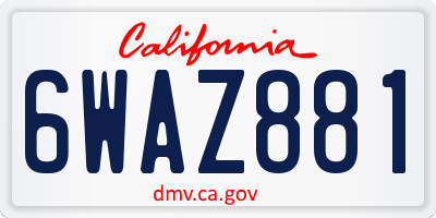 CA license plate 6WAZ881