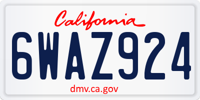 CA license plate 6WAZ924