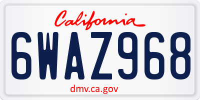 CA license plate 6WAZ968