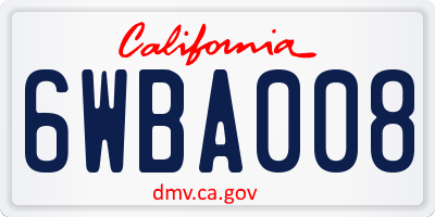 CA license plate 6WBA008