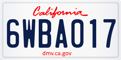 CA license plate 6WBA017