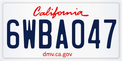 CA license plate 6WBA047