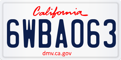 CA license plate 6WBA063