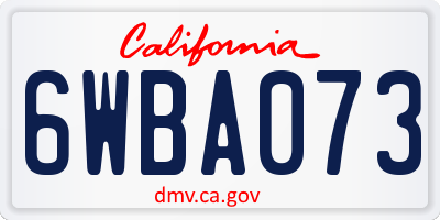 CA license plate 6WBA073