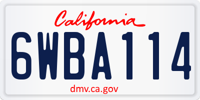 CA license plate 6WBA114