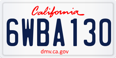 CA license plate 6WBA130