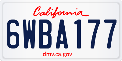 CA license plate 6WBA177