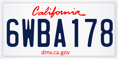 CA license plate 6WBA178