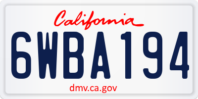 CA license plate 6WBA194