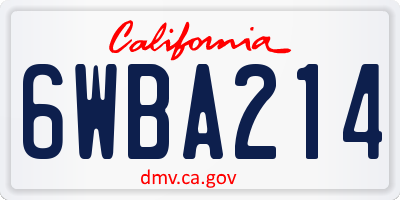CA license plate 6WBA214