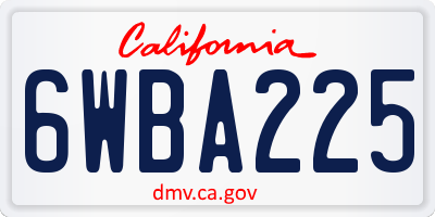 CA license plate 6WBA225