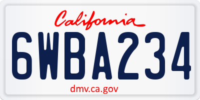 CA license plate 6WBA234