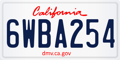 CA license plate 6WBA254