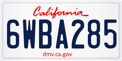 CA license plate 6WBA285