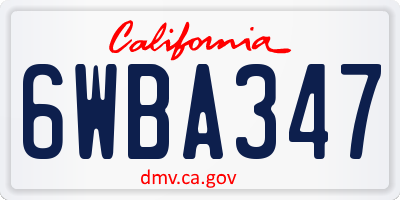 CA license plate 6WBA347