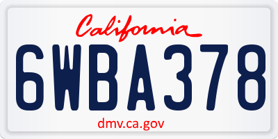 CA license plate 6WBA378