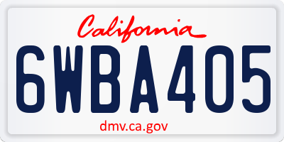 CA license plate 6WBA405