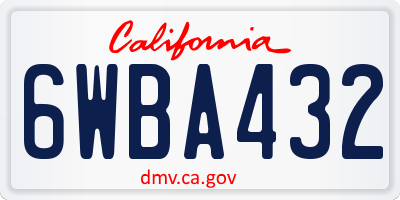 CA license plate 6WBA432