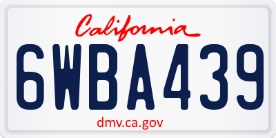 CA license plate 6WBA439