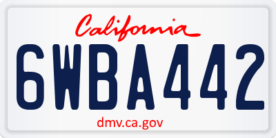 CA license plate 6WBA442