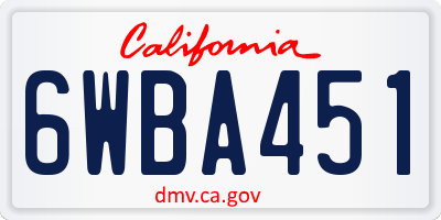 CA license plate 6WBA451