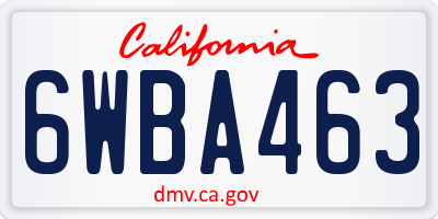 CA license plate 6WBA463