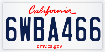 CA license plate 6WBA466