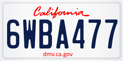 CA license plate 6WBA477