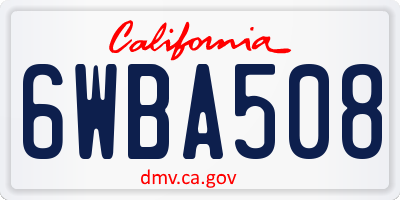 CA license plate 6WBA508
