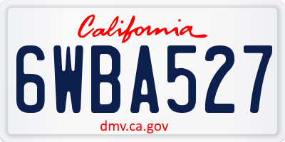 CA license plate 6WBA527