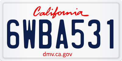 CA license plate 6WBA531