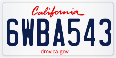 CA license plate 6WBA543