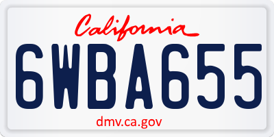 CA license plate 6WBA655