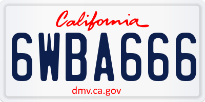 CA license plate 6WBA666