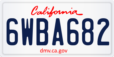 CA license plate 6WBA682