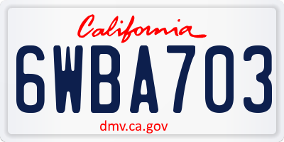 CA license plate 6WBA703