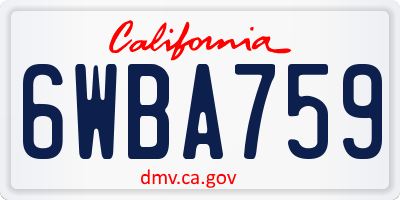 CA license plate 6WBA759