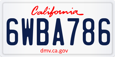 CA license plate 6WBA786