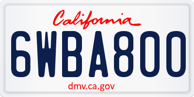 CA license plate 6WBA800