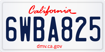 CA license plate 6WBA825