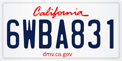 CA license plate 6WBA831