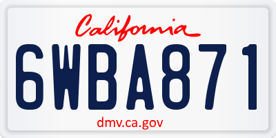CA license plate 6WBA871