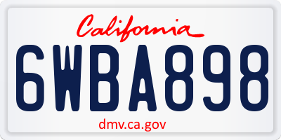 CA license plate 6WBA898