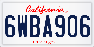 CA license plate 6WBA906