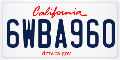 CA license plate 6WBA960
