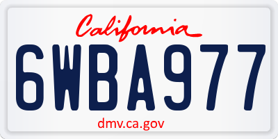 CA license plate 6WBA977